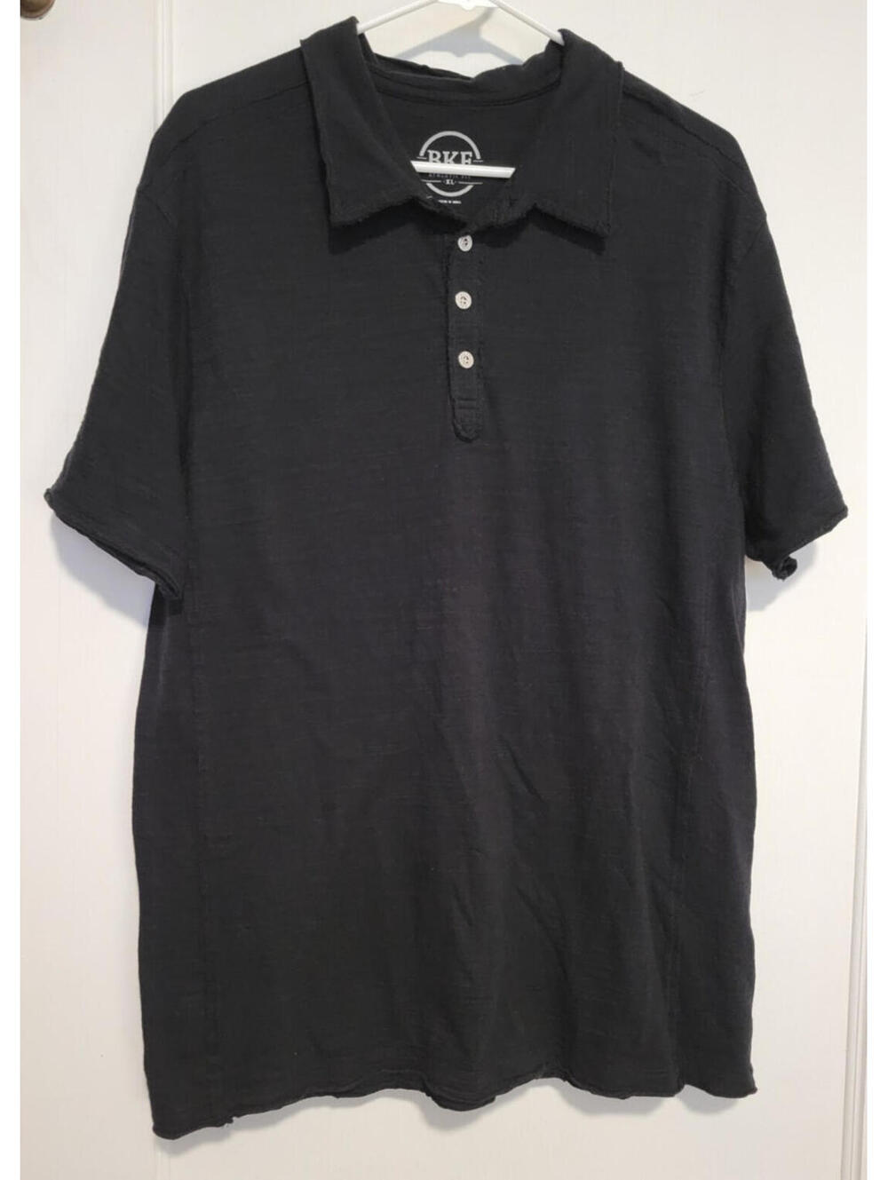 BKE Men’s Athletic Fit Short Sleeve Shirt Black Textured XL Polo